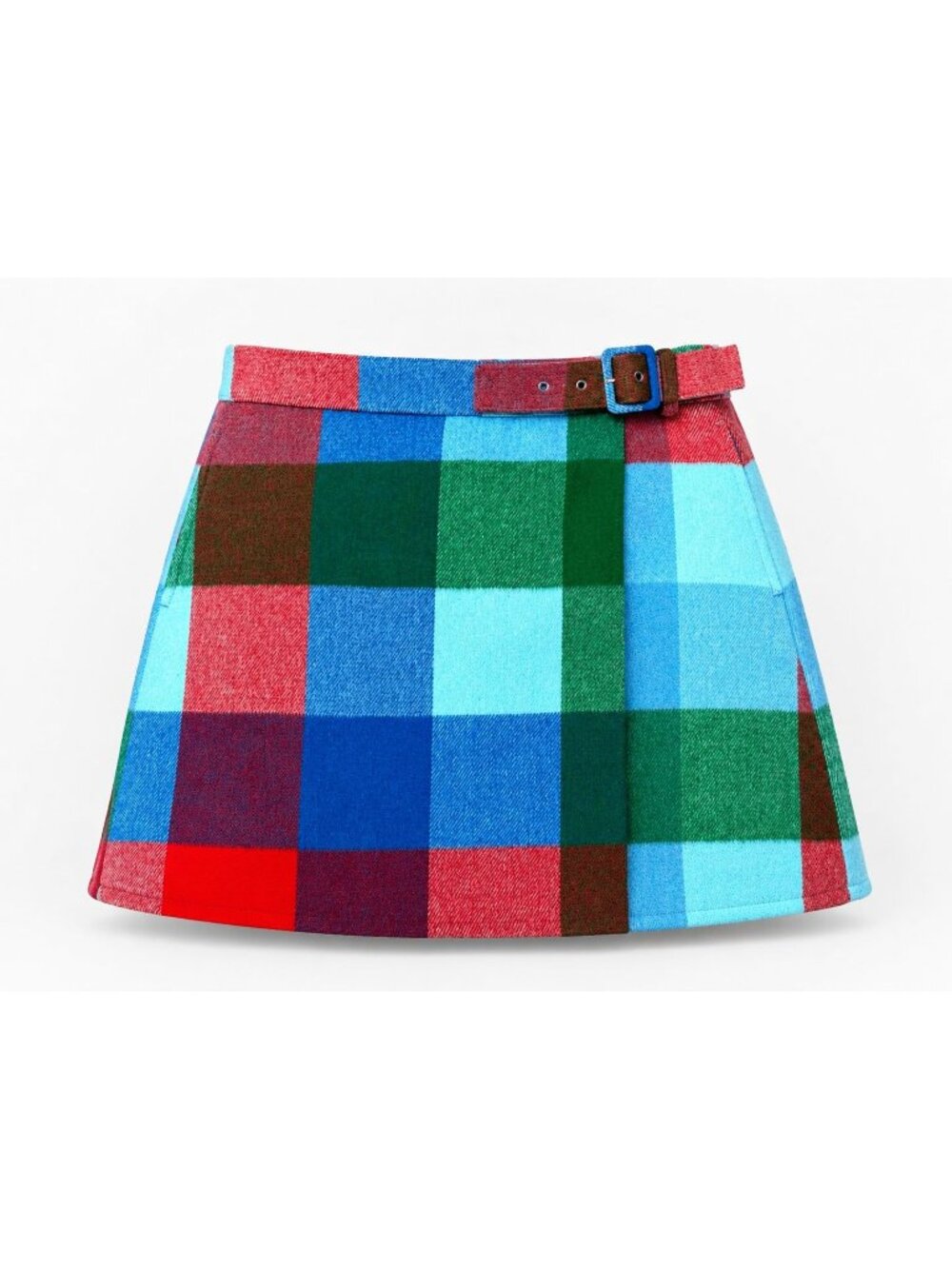 Free Assembly Size 6 Multicolor Plaid Wrap Front Mini Skirt Preppy Casual Chic
